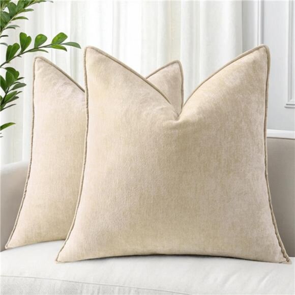 Other - Spring Couch Throw Pillow Covers 18x18 Set of 2, Decorative Soft Velvet Neutral